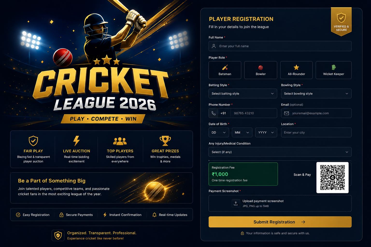 Auction player registration